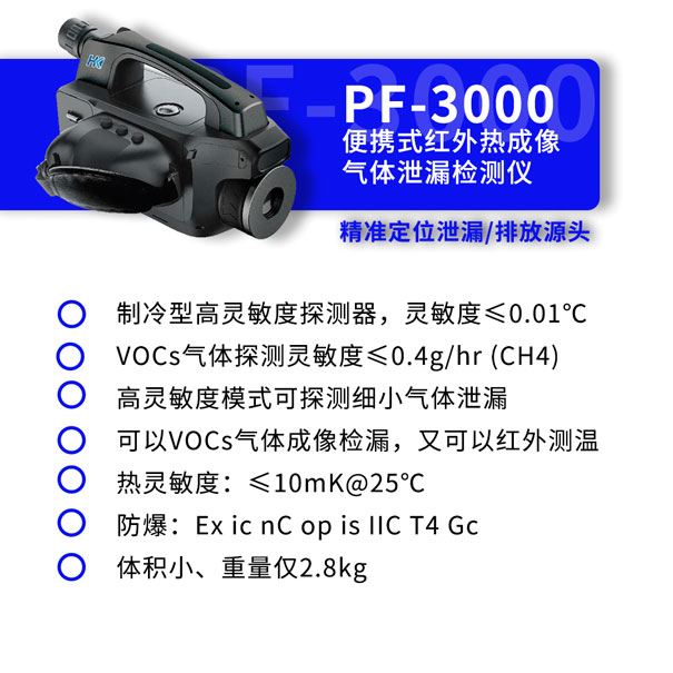 PF-300便攜式紅外熱成像氣體(ti) 泄漏檢測儀(yi) 